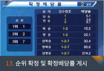 13. 순위 확정 및 확정배당률 게시